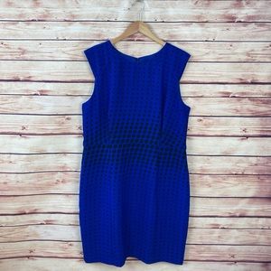 Ann Taylor Polka Dot Sheath Dress Royal Blue Black